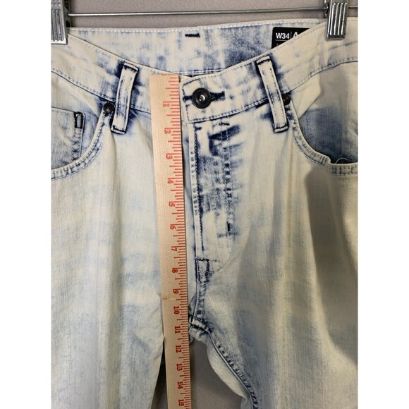 Buffalo David Bitton Jeans Mens Size 34x32 Blue Acid Wash ASH-X Skinny Stretch - Picture 10 of 12